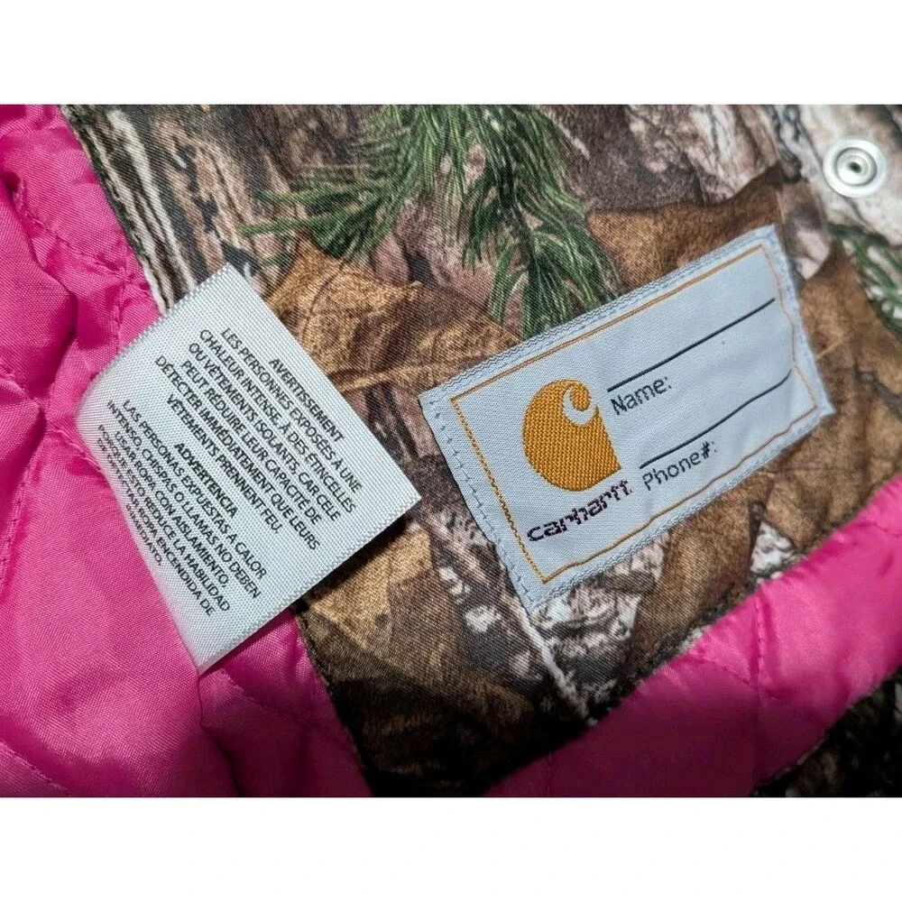 Carhartt Girls XXS 4-5 Realtree Xtra Camo Pink Quilt Lined Hooded Jacket Coat